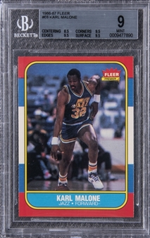 1986/87 Fleer #68 Karl Malone Rookie Card - BGS MINT 9